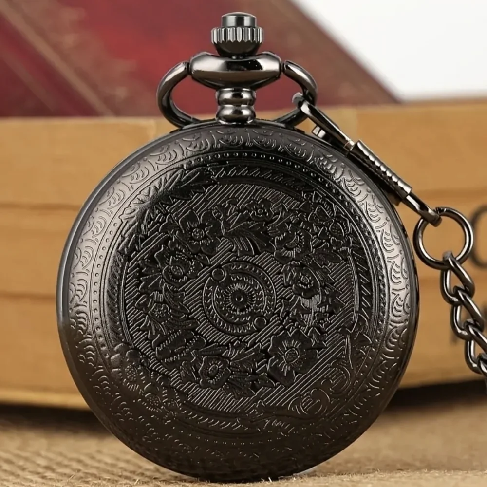 Engraved Vintage Quartz Pendant Pocket Watch to my Husband with clip chain